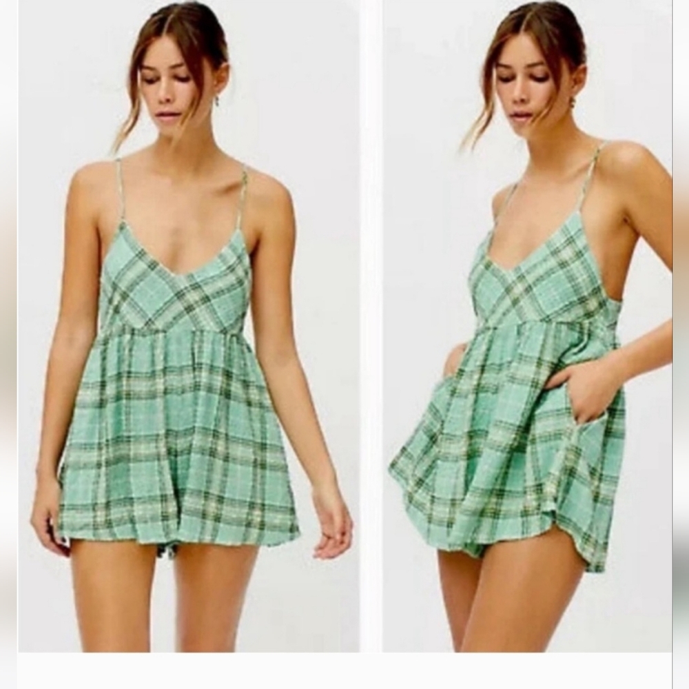 Green Plaid Urban Outfitters Romper Sz  M